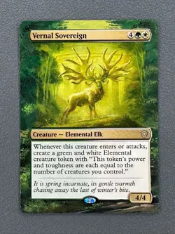 Vernal Sovereign MTG Lorwyn Eclipsed Commander Hand Painted Extended Altered Art - Image 1