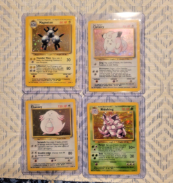 Pokemon Base Set 4 Lot - Nidoking Chansey Magneton Clefairy (MP) - Image 1