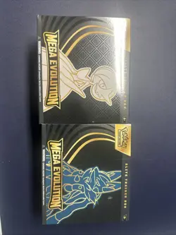 Pokemon TCG Mega Evolution ETBs Lucario & Gardener In Hand Ready To Ship - Image 1