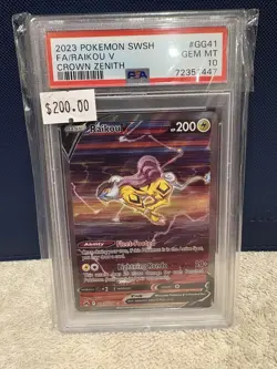 Pokemon Raikou V Crown Zenith Galarian Gallery Full Alt Art #GG41 PSA 10 - Image 1