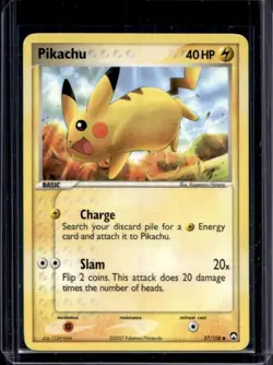 2007 Pokemon EX Power Keepers Pikachu #57/108 - Image 1
