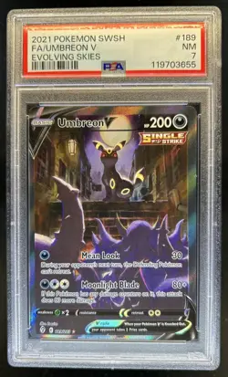 2021 Pokemon SWSH Evolving Skies Umbreon V #189/203 PSA 7 - Image 1