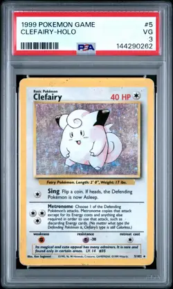 PSA 3 - Pokemon Base Set Clefairy 1999 5/102 WOTC Unlimited - Image 1