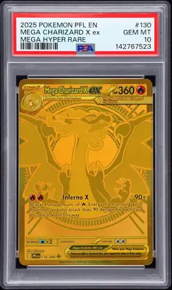 2025 Pokemon Phantasmal Flames PFL En Mega Charizard X Ex Hyper Rare #130 PSA 10 - Image 1