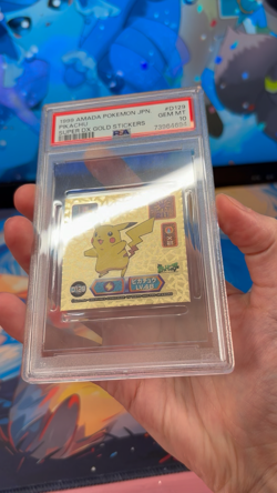 Pop 20! PSA 10 Pikachu D129 GOLD Super DX Gold Amada Stickers (1999) Pokemon - Image 2