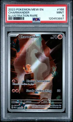 2023 POKEMON MEW EN-151 ILLUSTRATION RARE #168 CHARMANDER PSA 9 - Image 1
