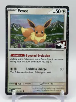 Pokemon Eevee #143/191 English Surging Sparks Play! Stamped Cosmos Holo - Image 1