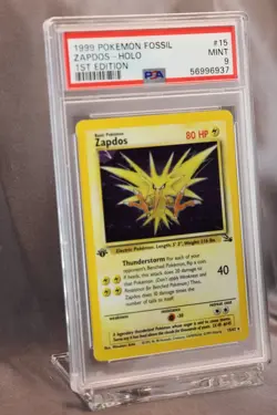 1999 Pokemon Zapdos Holo, 1st Edition Fossil #15/62, PSA 9 Mint - Image 3