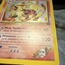 Pokemon Blaine's Arcanine Stage 1 90HP 1/132 2000 English Holo Rare Gym Challen… - Image 5