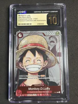 2023 ONE PIECE CCG MONKEY D. LUFFY PROMO 25TH P-001 CGC 10 PRISTINE - Image 1