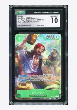 One Piece CGC 10 GEM MINT Shanks R Alternate Art 2025 OP14-027 OP14 Japanese - Image 1