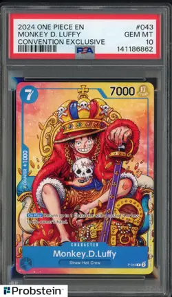 2024 One Piece EN Convention Exclusive #043 Monkey D. Luffy PSA 10 GEM MINT - Image 1