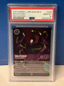 2024 DISNEY LORCANA EN 3-INTO THE INKLANDS ENCHANTED #209 MALEFICENT PSA 10 - Image 1