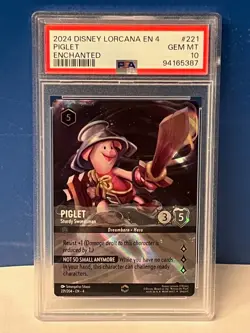 DISNEY LORCANA URSULA'S RETURN EN-4 ENCHANTED PIGLET STURDY SWORDSMAN PSA 10 - Image 1