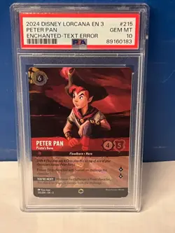DISNEY LORCANA EN 3 - Peter Pan #215/204 Enchanted Text Error PSA 10 - Image 1