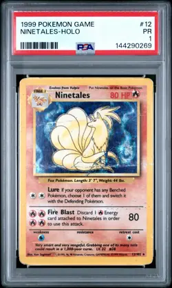 Pokemon TCG PSA 1 Poor Ninetales Base Set Holo WOTC 12/102 - Image 1
