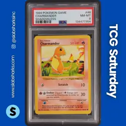 1999 POKEMON BASE SET SHADOWLESS #46/102 CHARMANDER PSA 8 - Image 1