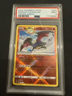 2023 POKEMON SWORD & SHIELD CROWNZENITH #020 RADIANT CHARIZARD PSA 9 small Crack - Image 1