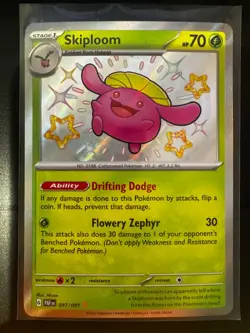 Pokemon TCG Skiploom 097/091 Paldean Fates Baby Shiny Ultra Rare Holo Card - Image 1