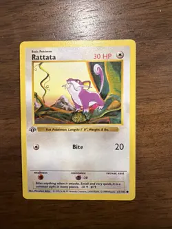 1st edition shadowless 1999 Pokemon TCG Rattata Base Set 61/102 - Image 1