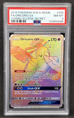 2019 Pokemon Sun & Moon Cosmic Eclipse - Oricorio gx - FA Secret Rare - PSA 8 - Image 1