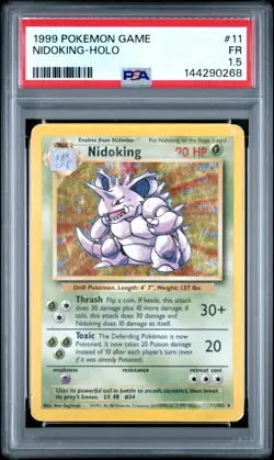 1999 Pokemon Base Set Unlimited 11/102 Nidoking #11 Holo Rare PSA 1.5 - Image 1