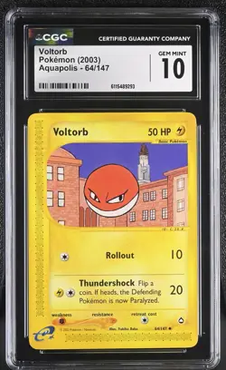 CGC GEM MINT 10 Pokemon Voltorb 64/147 2003 Aquapolis - Image 1