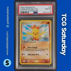 2006 POKEMON EX CRYSTAL GUARDIANS #16/100 COMBUSKEN REVERSE HOLO STAMPED PSA 8 - Image 1