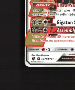 Stakataka GX SV74/SV94 Hidden Fates Full Art Shiny Holo Rare Pokemon Card NM - Image 5