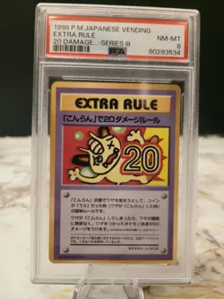 1998 VINTAGE POKEMON EXTRA RULE 20 DAMAGE JAPANESE VENDING SERIES III PSA 8 - Image 1