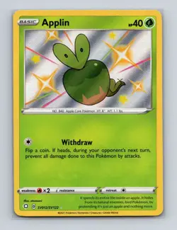 Applin SV012 2021 Pokemon Shining Fates Shiny Vault Holo Rare Card NM+ - Image 1
