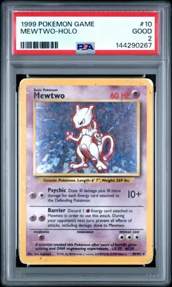 PSA 2 Mewtwo Holo 1999 Pokemon Game Base Set 10/102 Pokemon Card - Image 1
