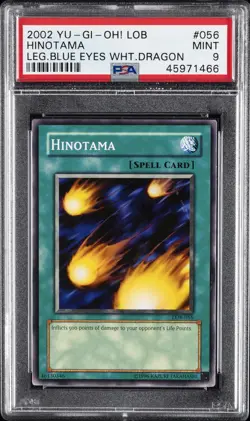 2002 YU-GI-OH! LOB-LEGEND OF BLUE EYES WHITE DRAGON #056 HINOTAMA PSA 9 - Image 1