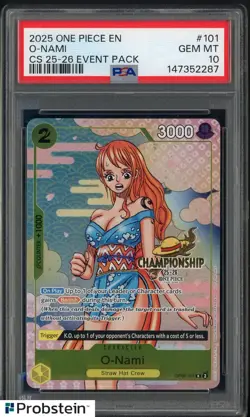 2025 One Piece EN O-Nami #101 Championship 25-26 Event Pack PSA 10 GEM MINT - Image 1