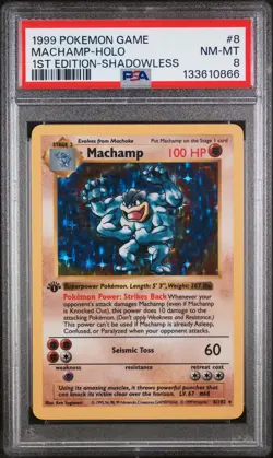 Pokemon Card Machamp 8/102 1st Edition Shadowless - PSA 8 - Image 1