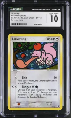 CGC 10 Lickitung EX Fire Red & Leaf Green 37/112 Reverse Holo Pokemon Card - Image 1