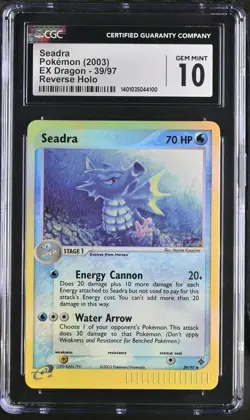CGC 10 GEM MINT Seadra 2003 EX Dragon 39/97 Reverse Holo Pokemon Card - Image 1