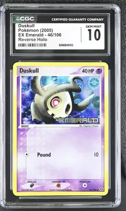 CGC 10 GEM MINT Duskull 2005 EX Emerald 46/106 Reverse Holo Stamped Pokemon Card - Image 1