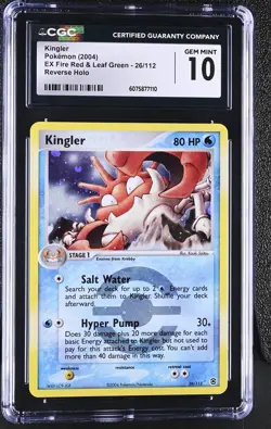 CGC 10 Kingler EX Fire Red & Leaf Green 26/112 Reverse Holo Pokemon Card - Image 1