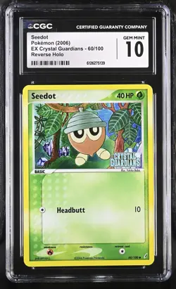 CGC 10 GEM MINT Seedot EX Crystal Guardians 60/100 Reverse Holo Pokemon Card - Image 1