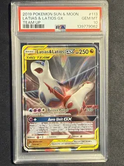2019 Pokemon Latias & Latios GX TCG Sun & Moon Tag Team Card 113/181 PSA 10 - Image 1