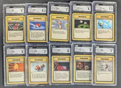 Lot (10) 1999 Pokemon Assorted CGC Graded Trainer Cards w/ PlusPower - Image 1