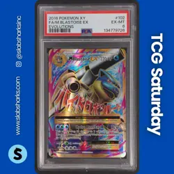 2016 POKEMON XY EVOLUTIONS #102/108 M BLASTOISE EX FULL ART ULTRA RARE PSA 6 - Image 1