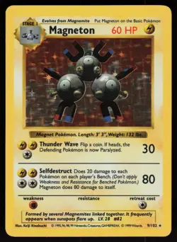 Magneton 9/102 Shadowless Holo Rare Base Set Pokemon - Image 1