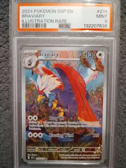 PSA 9 MINT Braviary Illustration Rare Surging Sparks Pokemon 2024 214/191 - Image 1