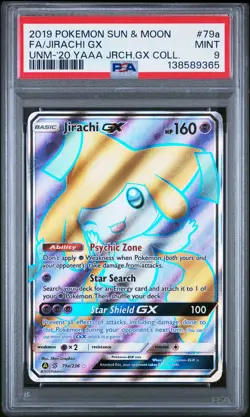 2019 POKEMON SUN & MOON UNIFIED MINDS #79A FULL ART/JIRACHI GX PSA 9 - Image 1