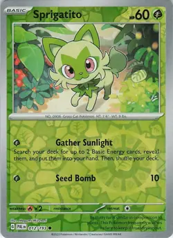 Sprigatito - Reverse Holo 012/193 Common SV02: Paldea Evolved NM Pokemon - Image 1