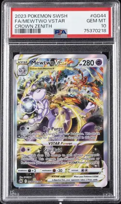 2023 POKEMON SWORD & SHIELD CROWN ZENITH #GG44 FULL ART/MEWTWO VSTAR PSA 10 - Image 1