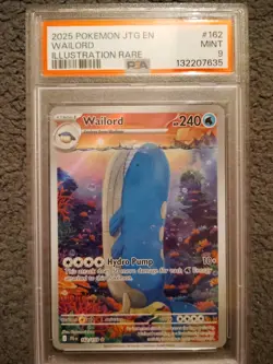 2025 Pokemon Journey Together Wailord Illustration Rare #162/159 PSA 9 - Image 1