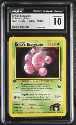CGC GEM MINT 10 Pokemon Erika's Exeggcute 77/132 2000 Gym Heroes 1st Edition - Image 1